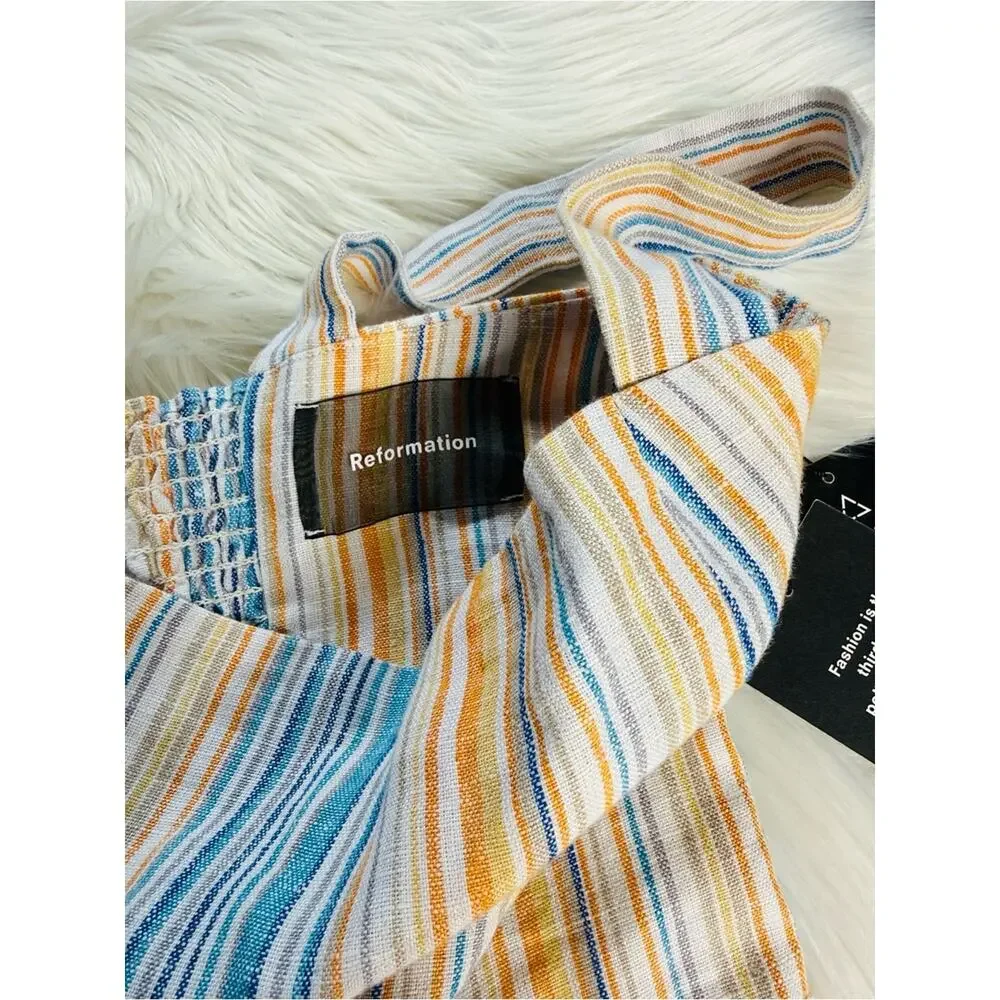 Reformation Island Linen Marbella Striped Romper